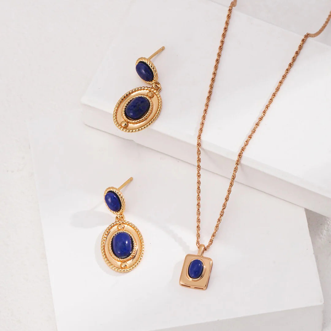 Natural Lapis Lazuli Dangle Earrings