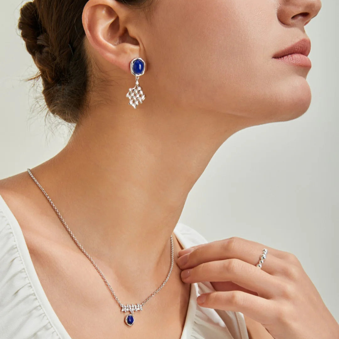 Lapis Lazuli Braided Earrings