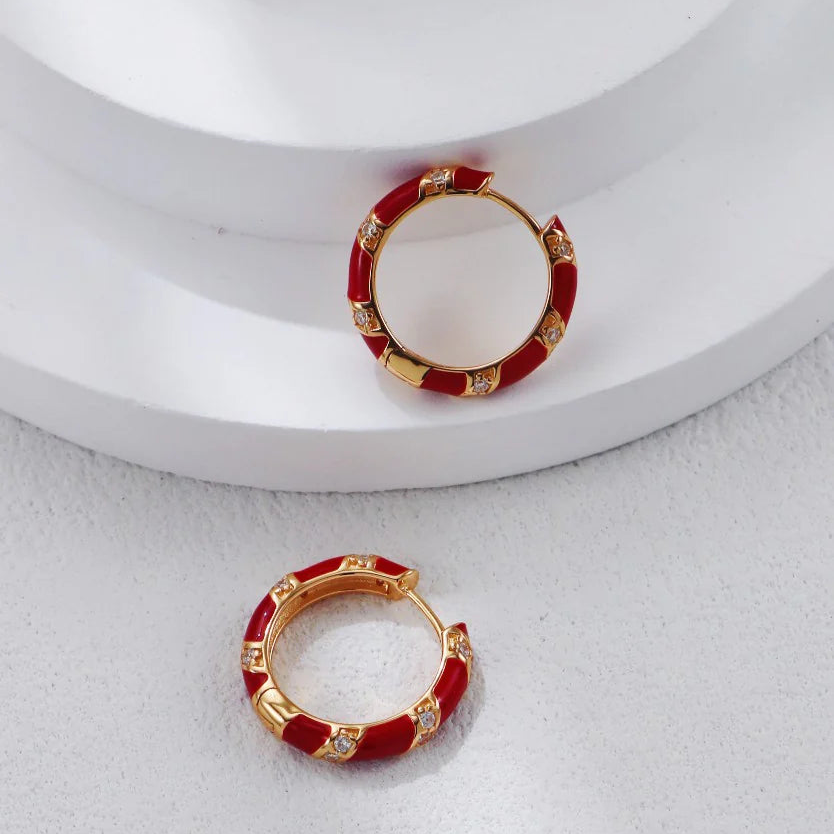 Glazed Drop-Inlaid Zircon Earrings
