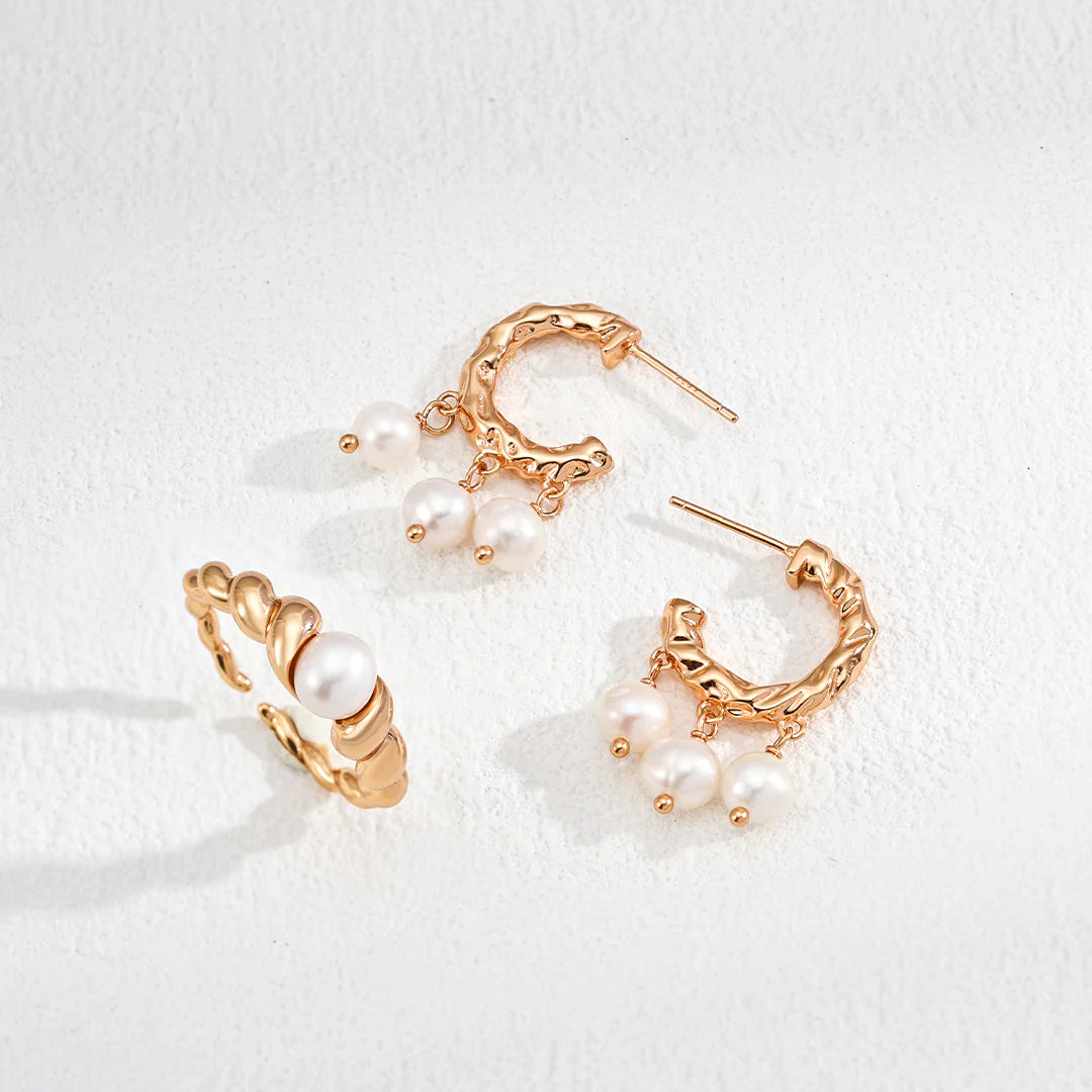 Braided Design Natural Pearl Ring