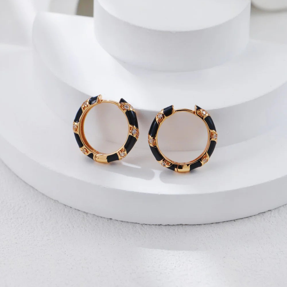 Glazed Drop-Inlaid Zircon Earrings