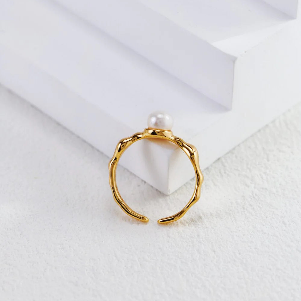 Minimalist Pearl Open Ring