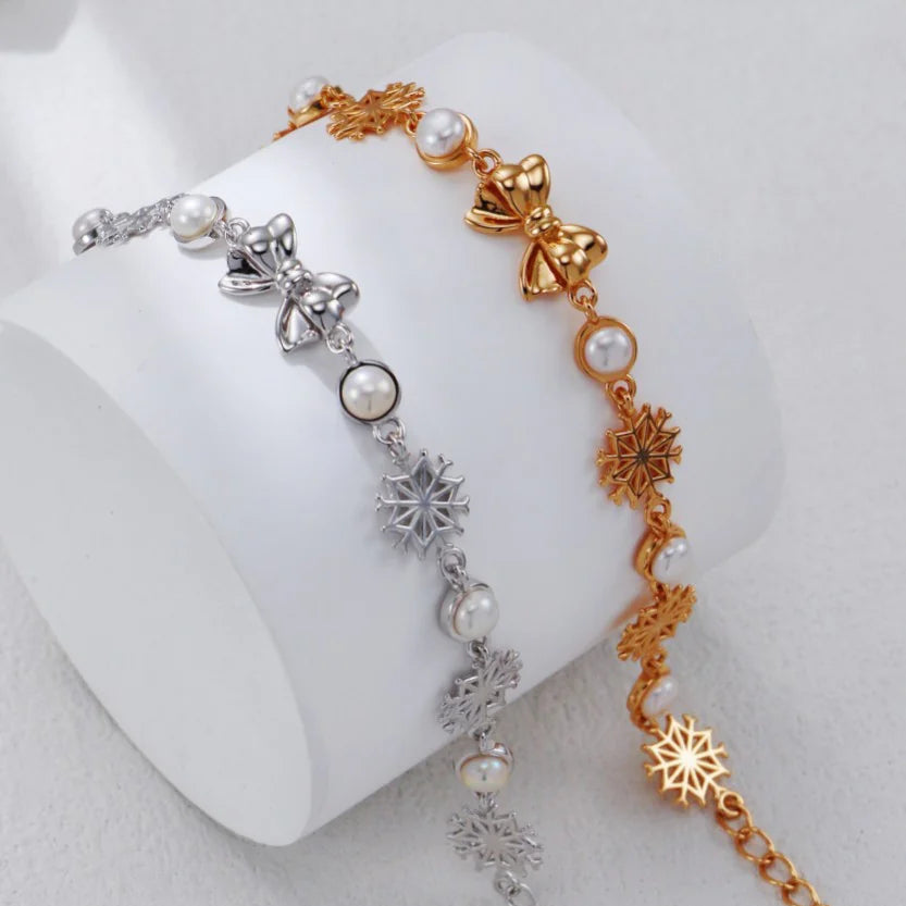 Christmas-Themed Pearl Bracelet