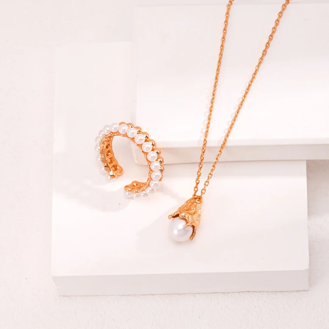 Dainty Pearl Beaded Stacking Band Ring