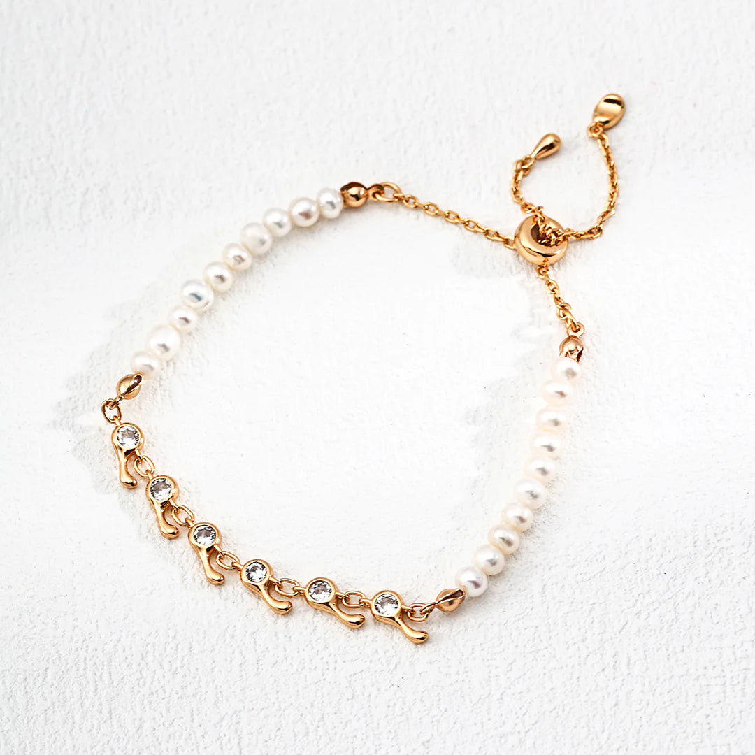 Vintage Natural Pearl Zircon Bracelet