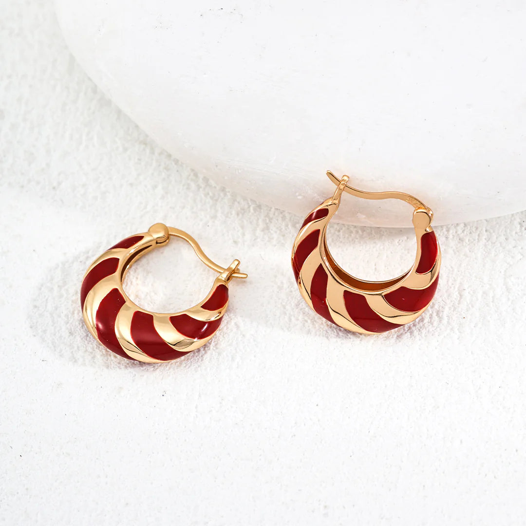 Minimalist Red Glazed Earrings