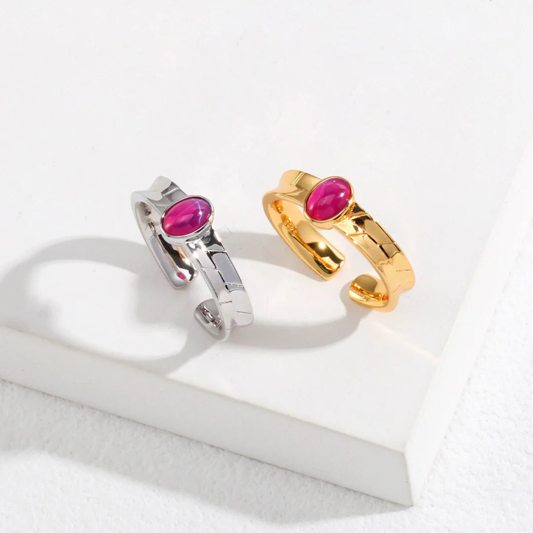 Pink Oval Shaped Zircon Ring