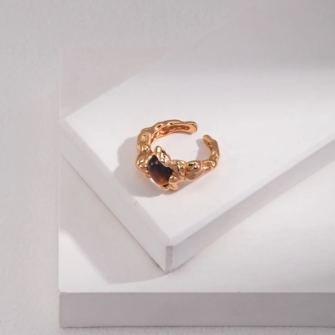 Vintage Style Inlaid Tiger Eye Stone Ring