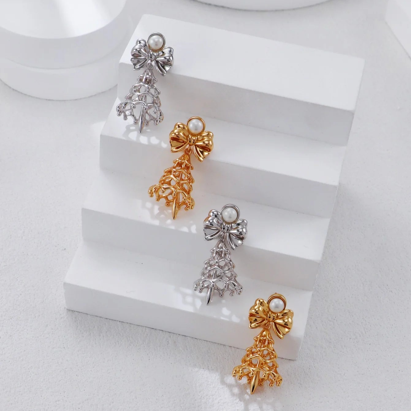 Christmas-Themed Pearl Earrings