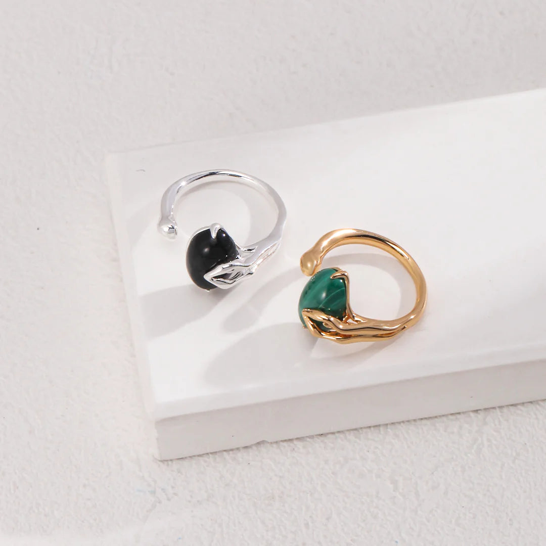 Natural Malachite Open Ring