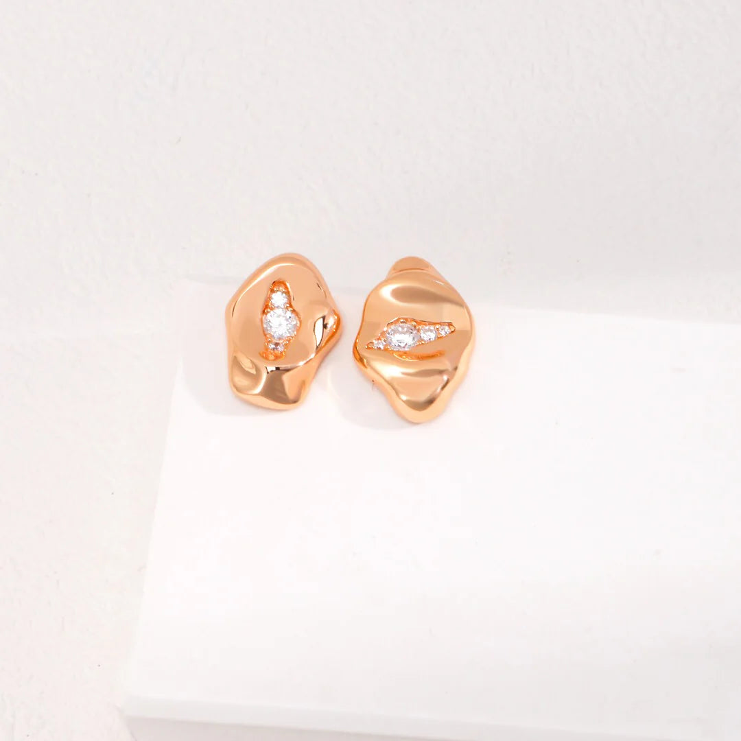 Abstract Sculpture Style Zircon Earrings