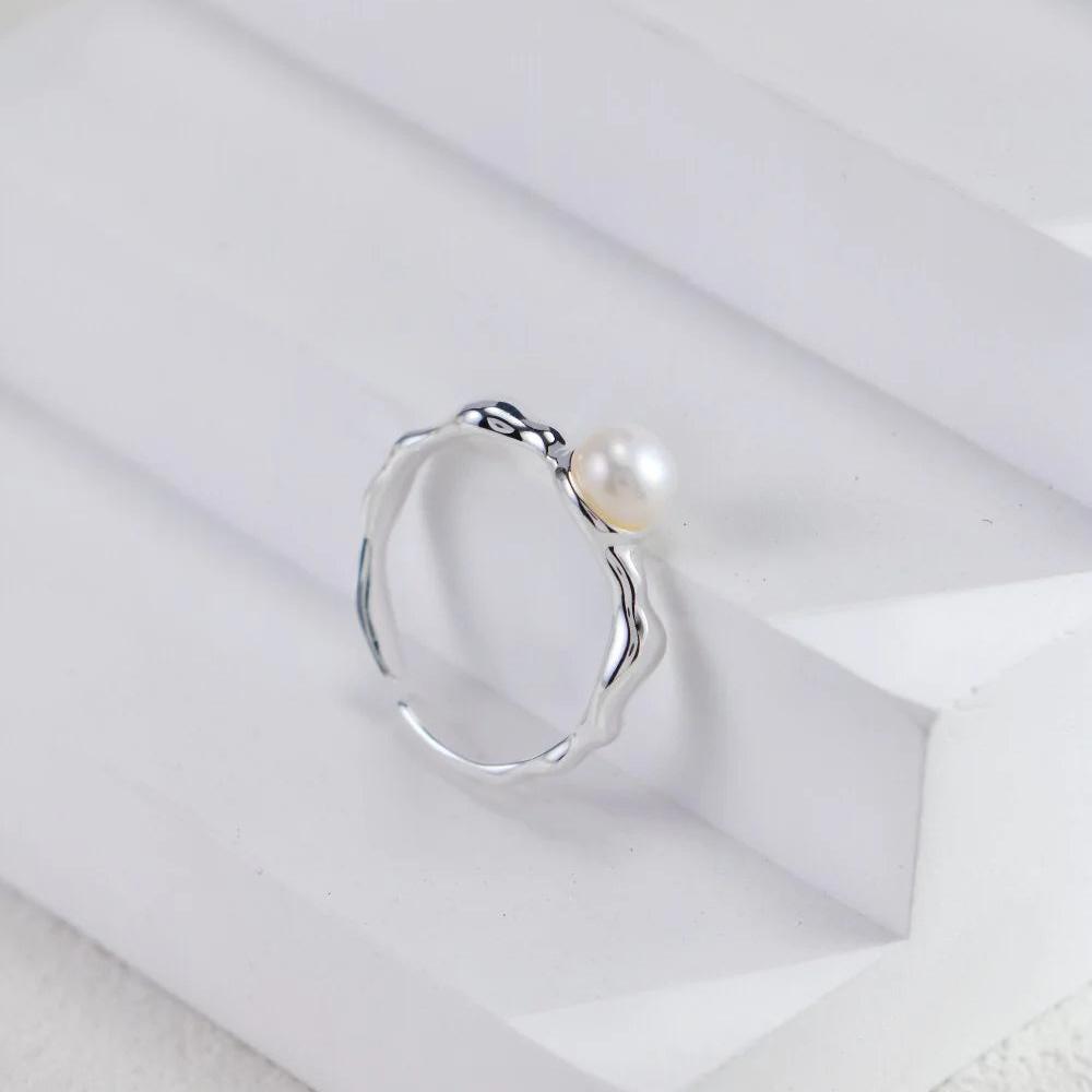Minimalist Pearl Open Ring