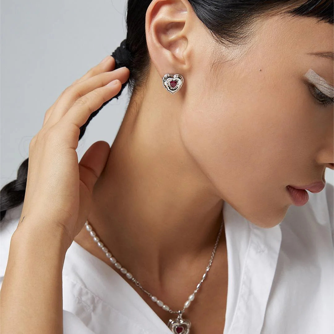 Love Heart Zirconia Earrings
