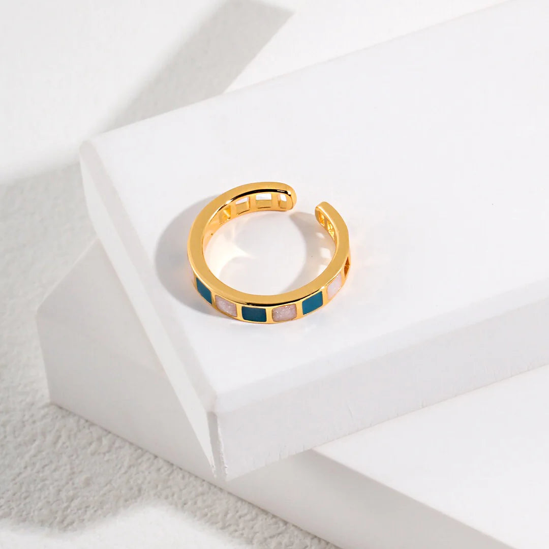 Open Adjustable Square Drip Glaze Ring