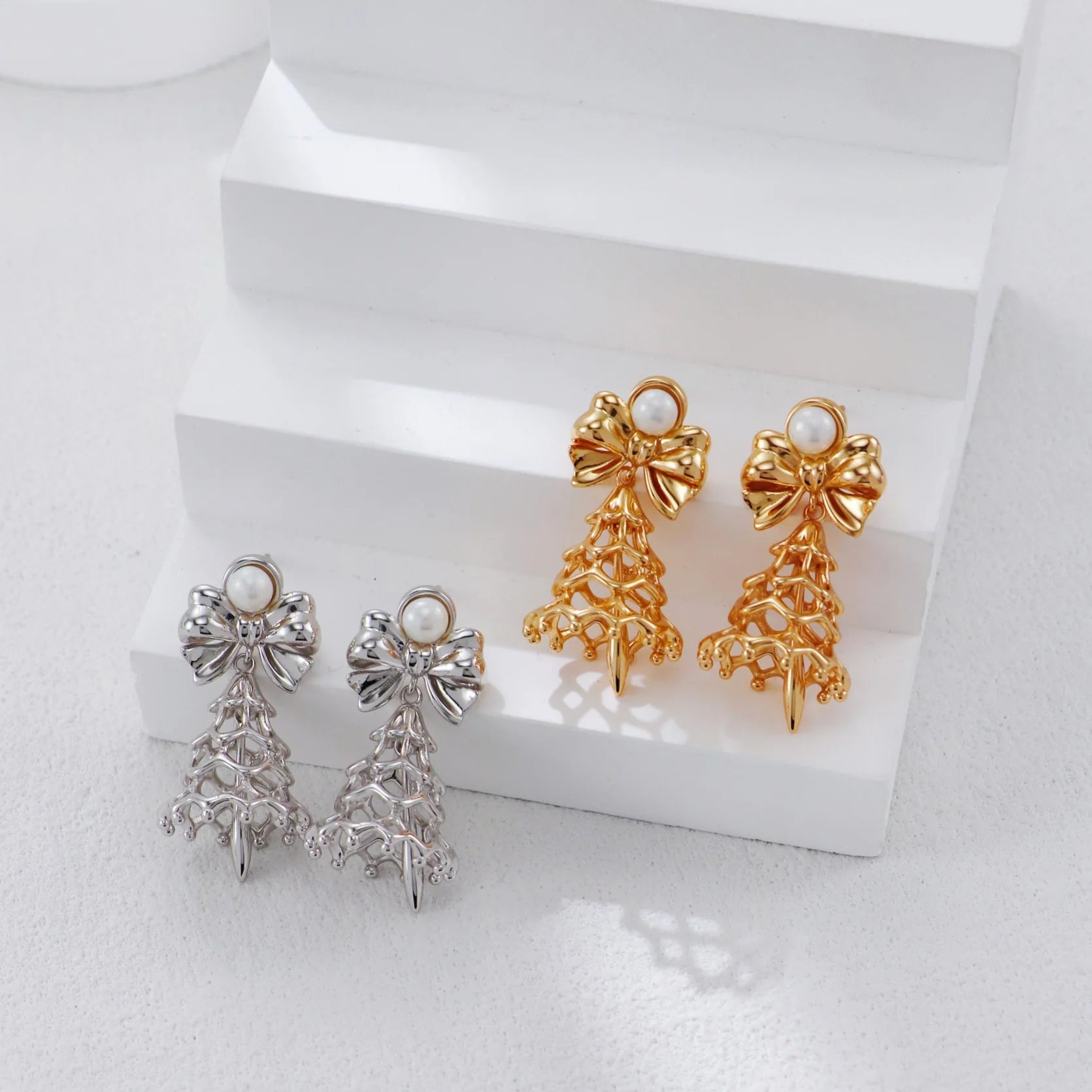 Christmas-Themed Pearl Earrings