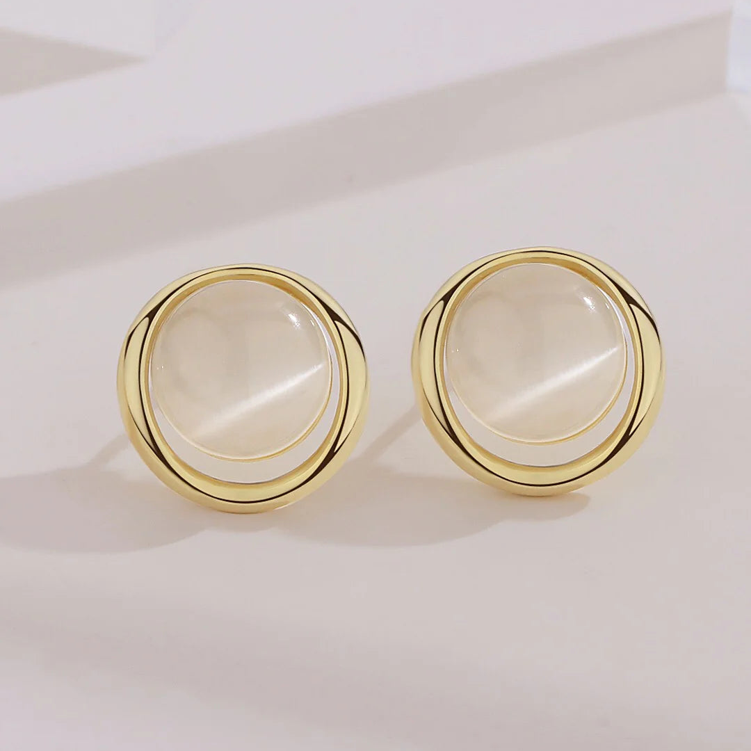 Synthetic Cat's Eye Stud Earrings