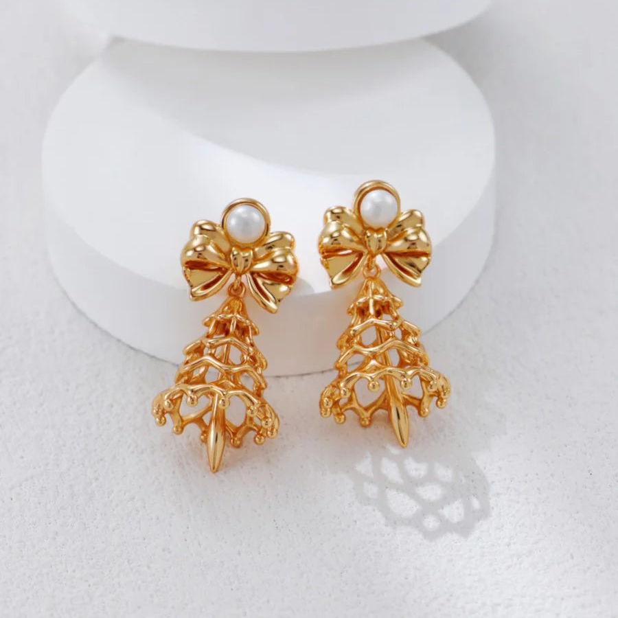 Christmas-Themed Pearl Earrings