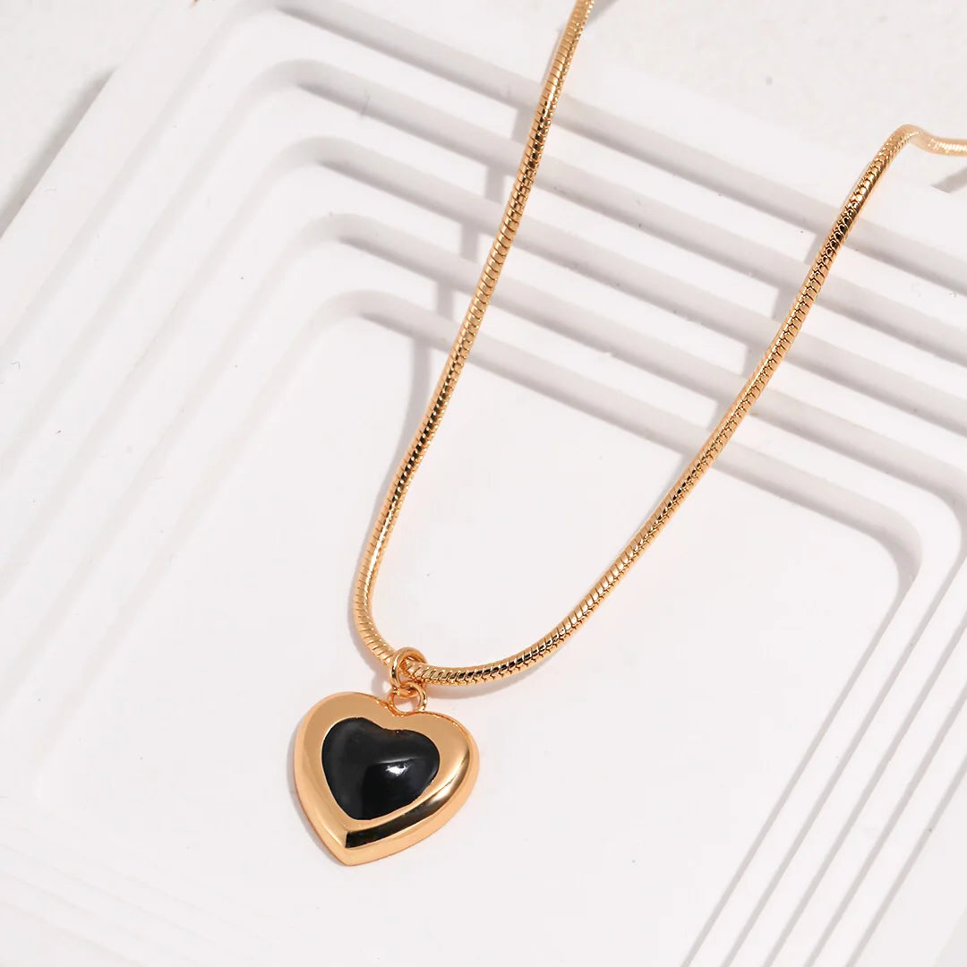 Black Drop Glaze Love Necklace