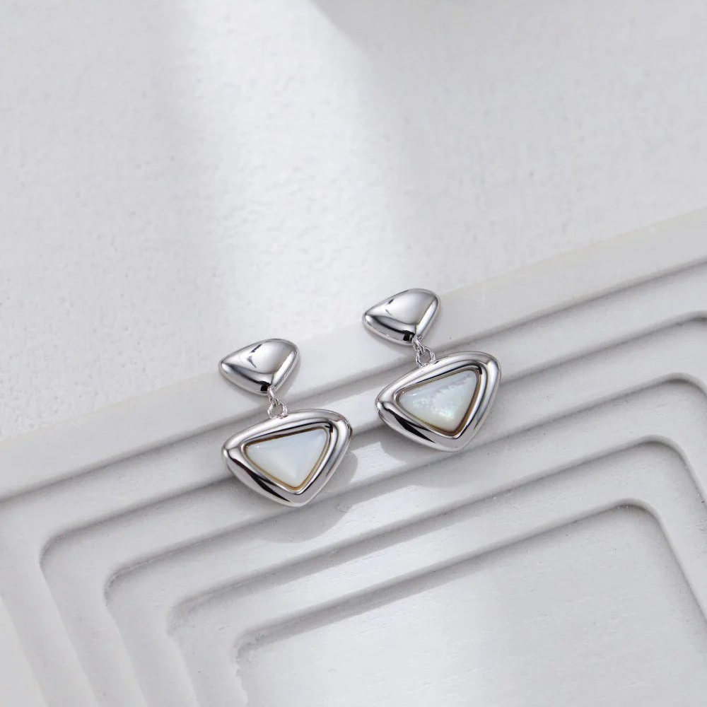 White Shell Triangle Earrings