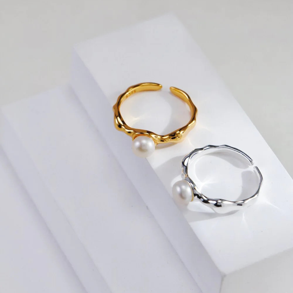 Minimalist Pearl Open Ring