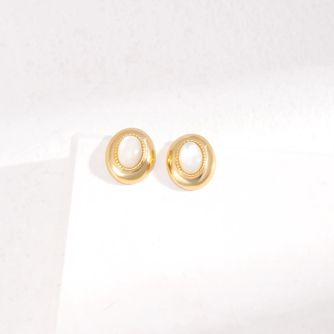 Oval Mother of Pearl Earrings