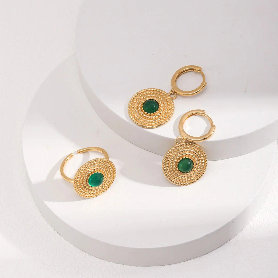 Green Chalcedony Open Ring