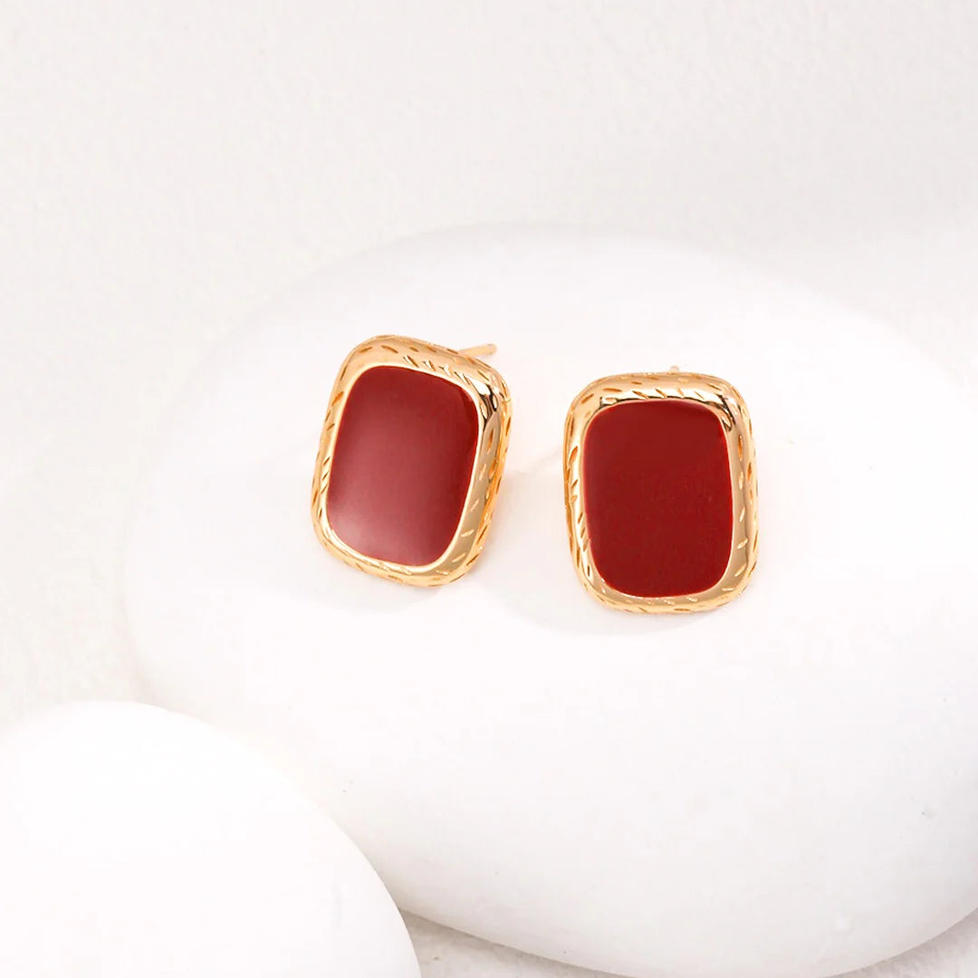 Red Drip Glaze Earrings