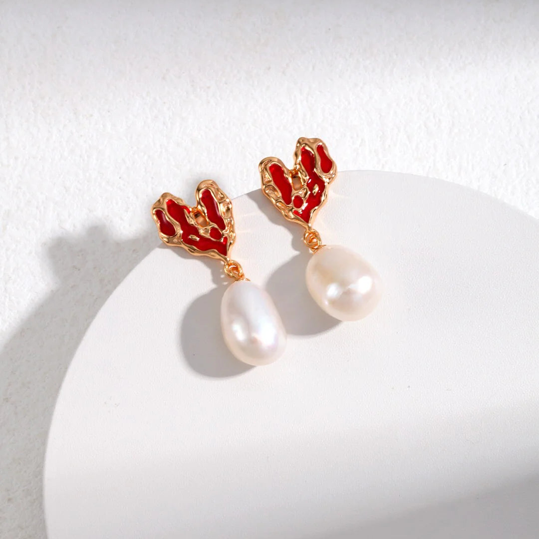 Heart Love Pearl Earrings