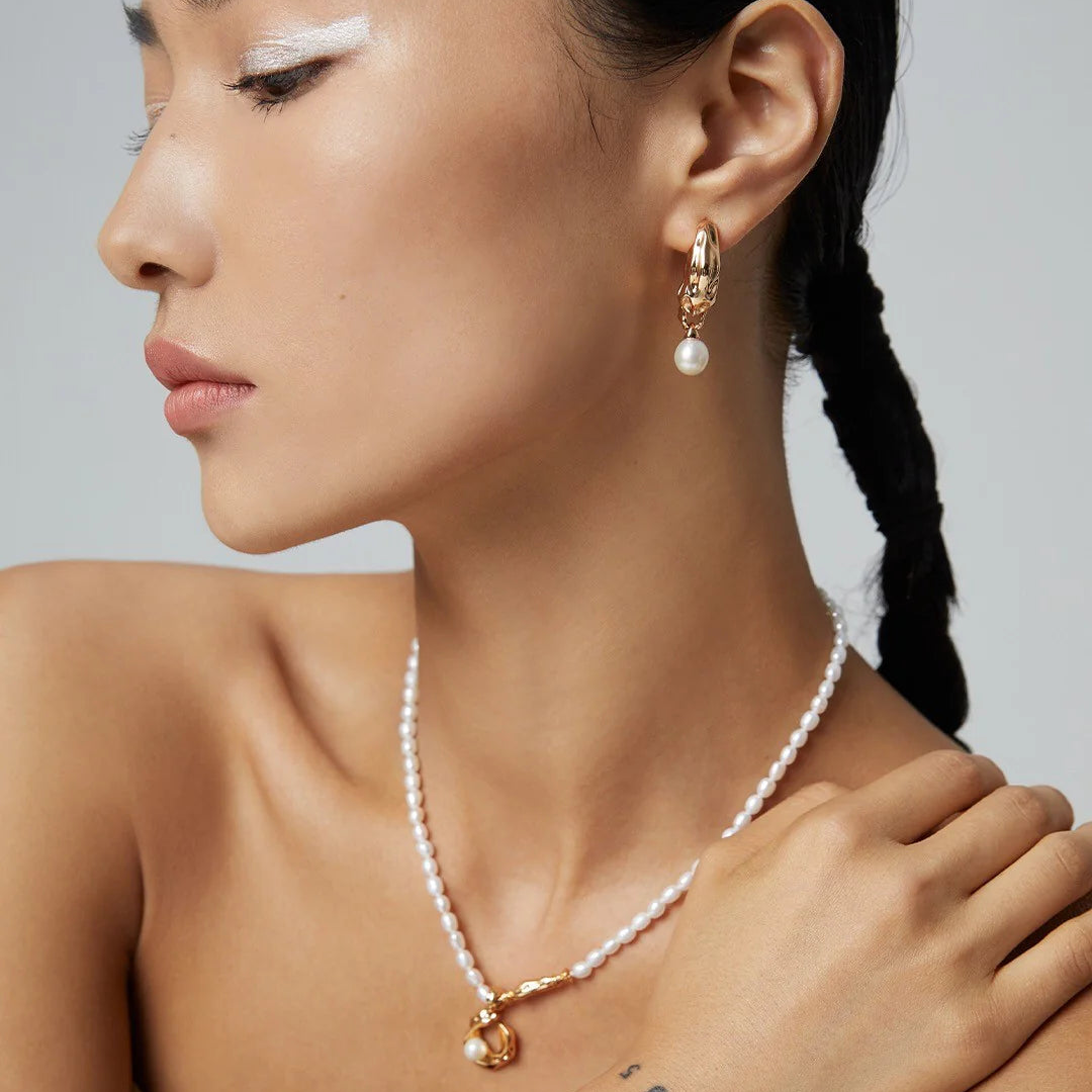 Minimalist Pearl Hoop Earrings