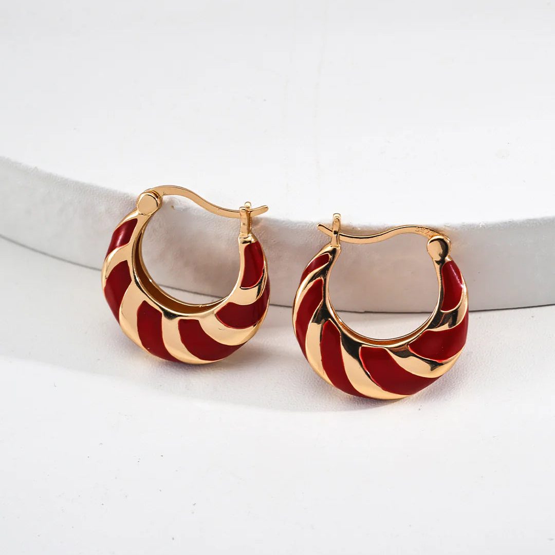 Minimalist Red Glazed Earrings