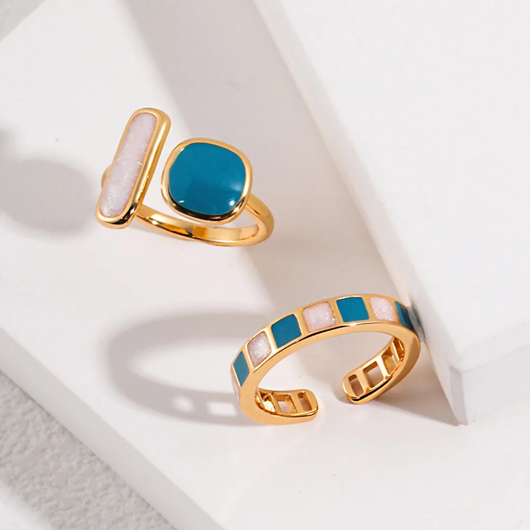 Minimalist Band Drip Glaze Open Ring