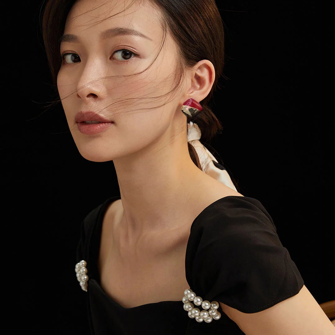 Square Drip Glaze Stud Earrings