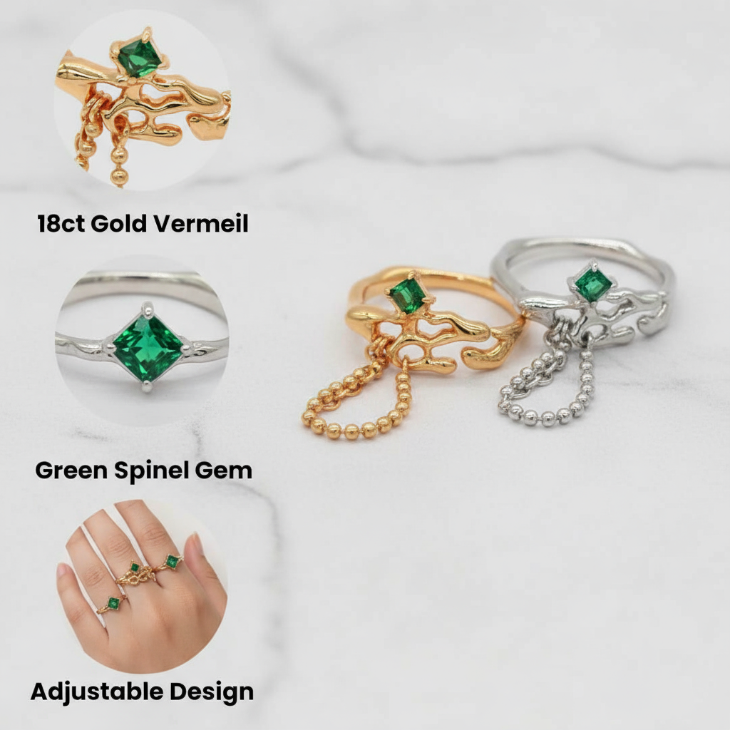 Synthetic Green Spinel Open Ring