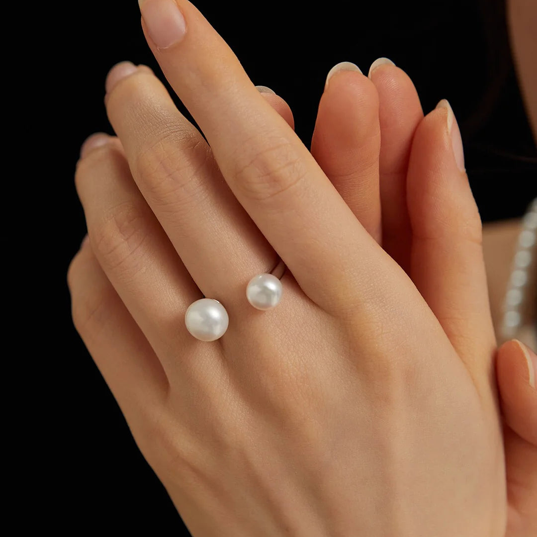Double Pearl Open Ring