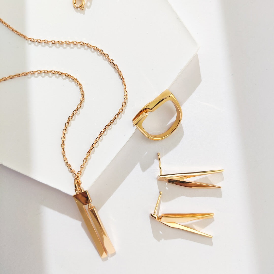 Geometric Sculpture Bar Earrings