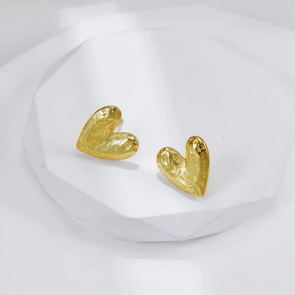 Textured Heart Earrings