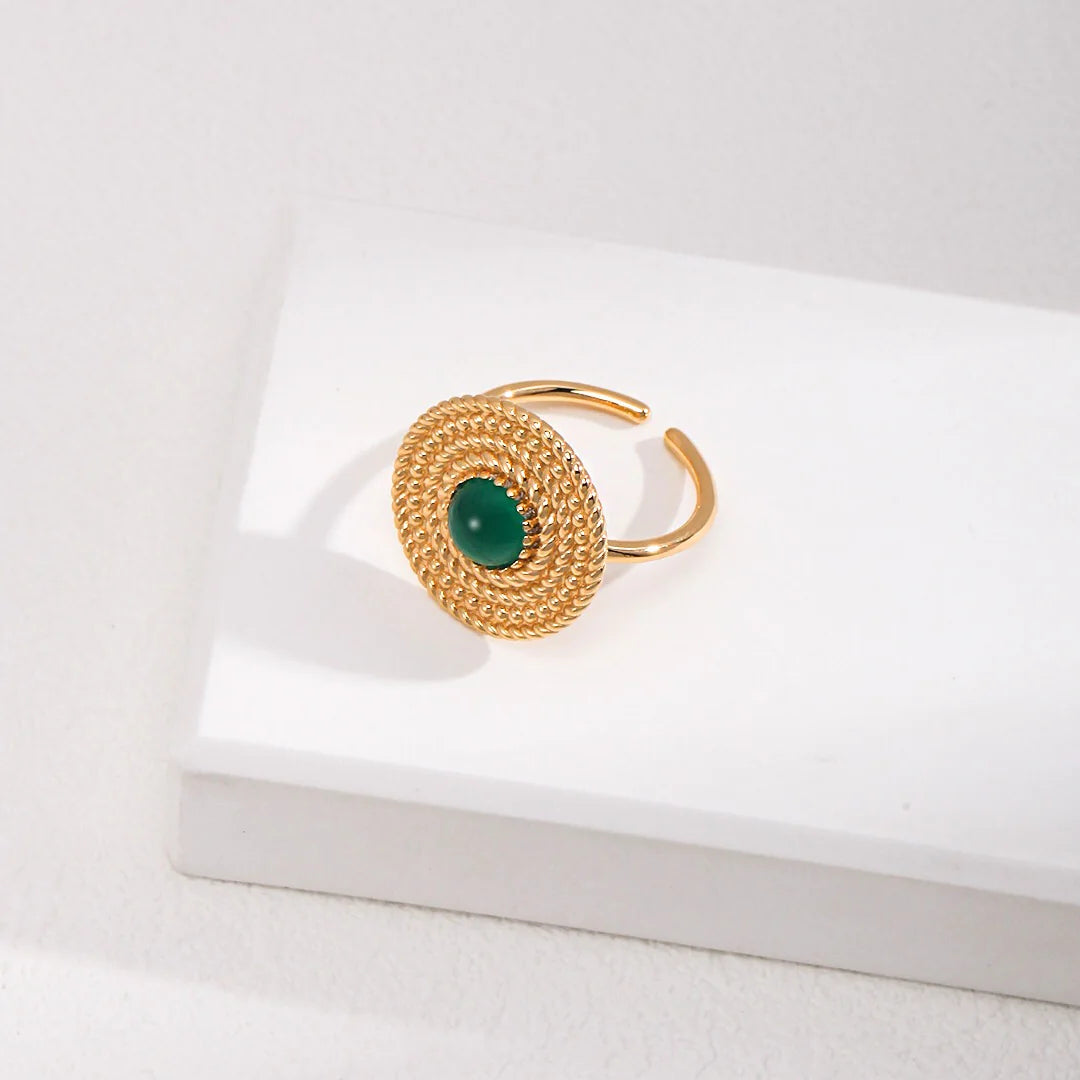 Green Chalcedony Open Ring