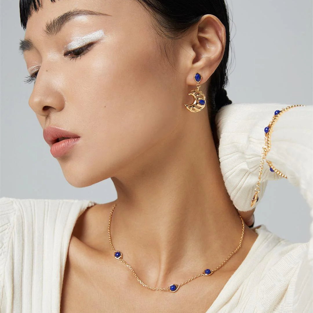 Natural Tiger Eye / Lapis Lazuli Stone Necklace