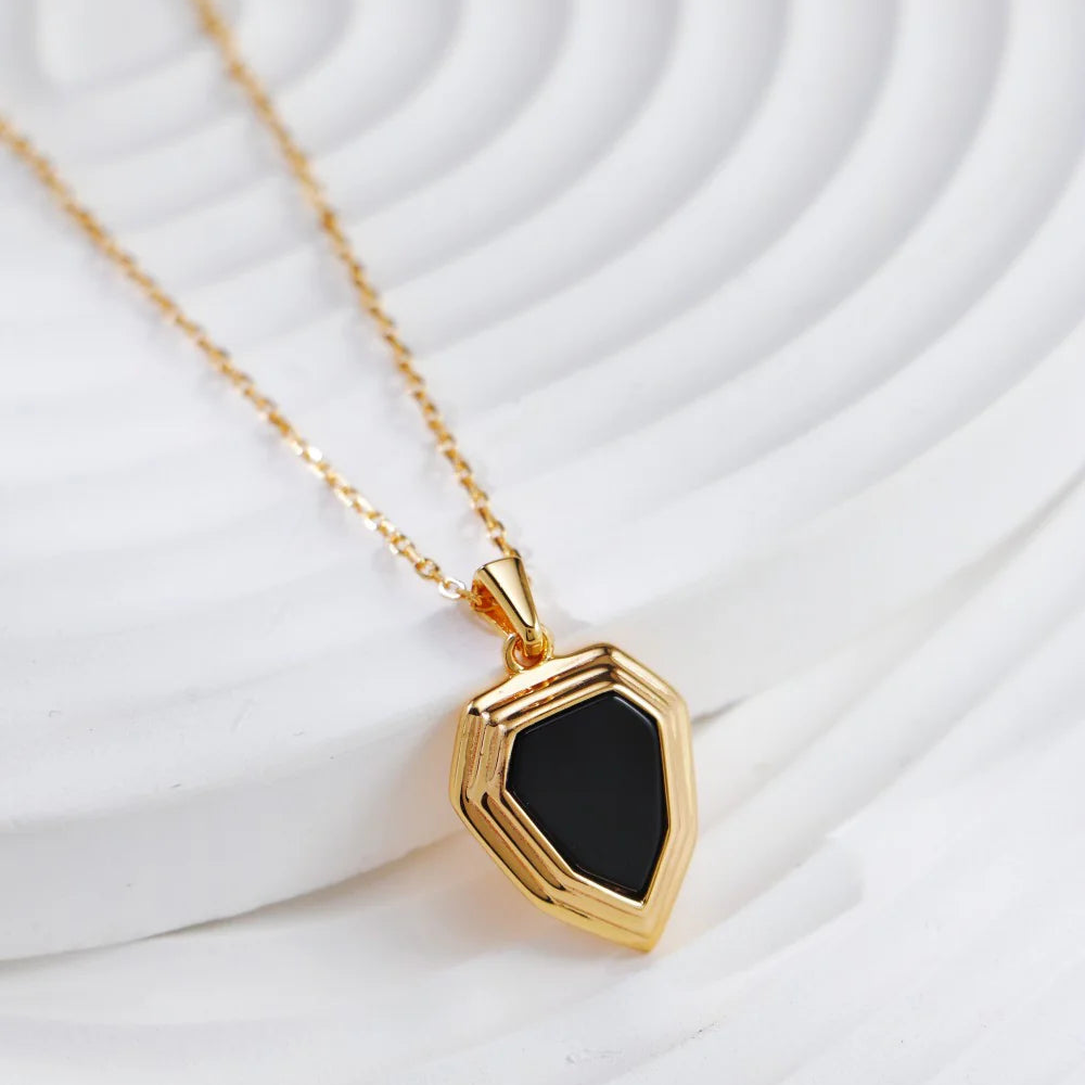 Black Onyx Shield Necklace