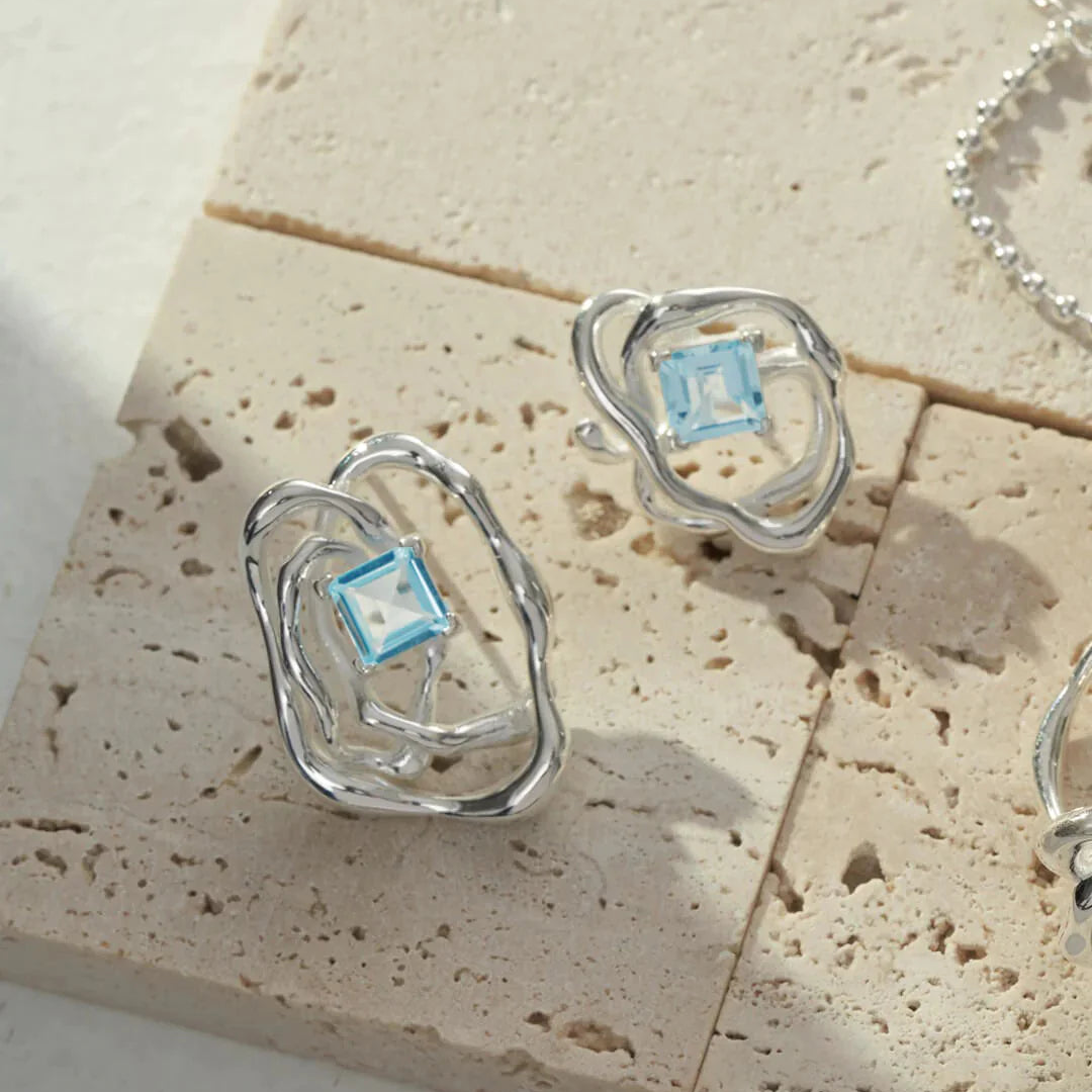 Blue Topaz Statement Earrings