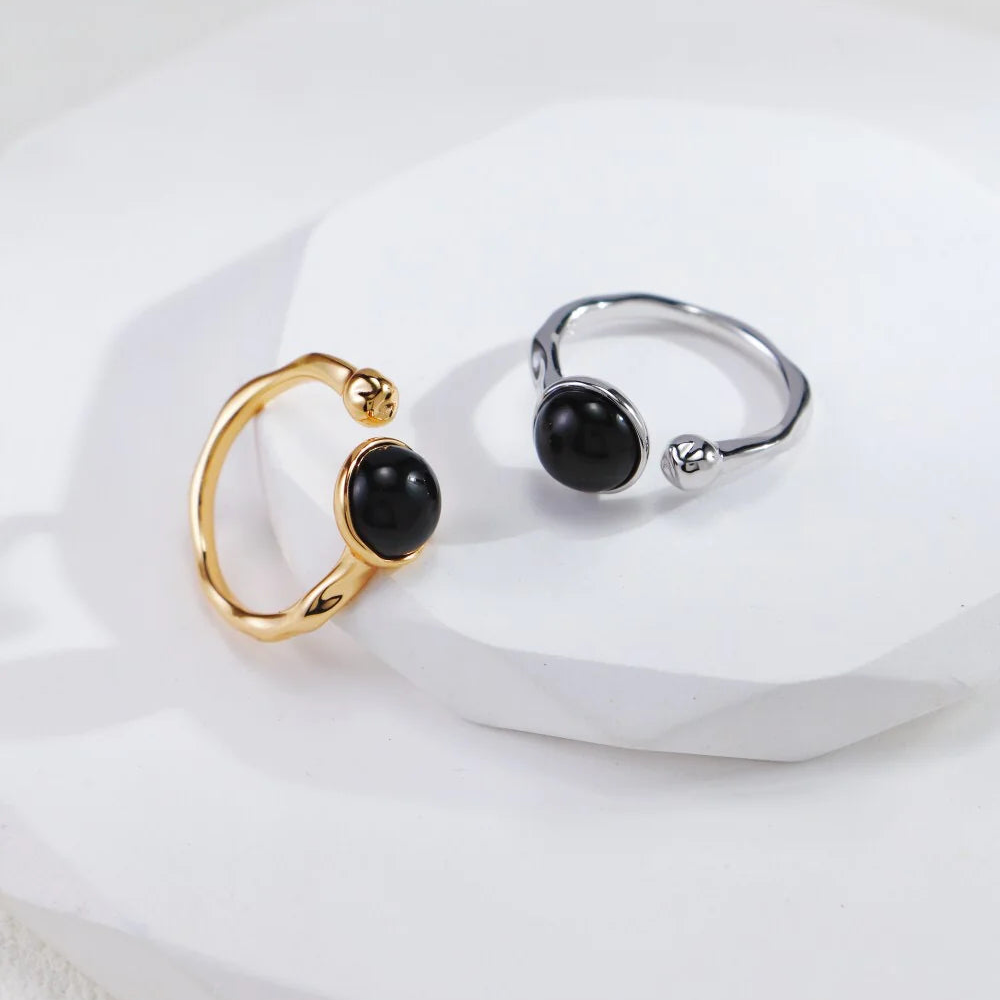 Black Onyx Open Ring