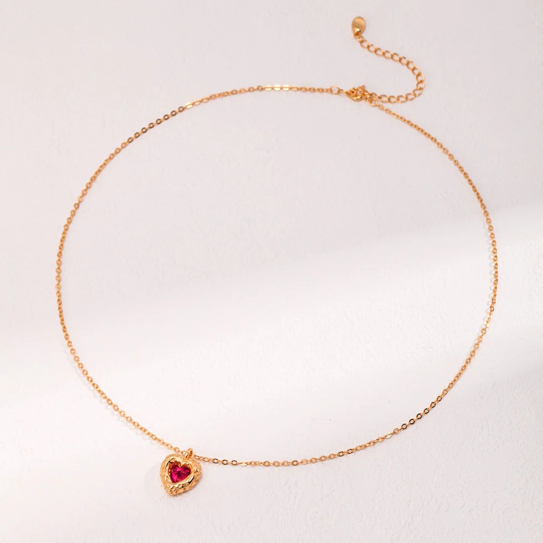 Red Steel Jade Love Zircon Necklace