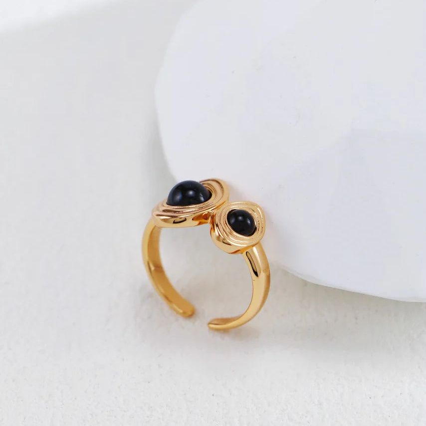 Vintage Black Agate Ring