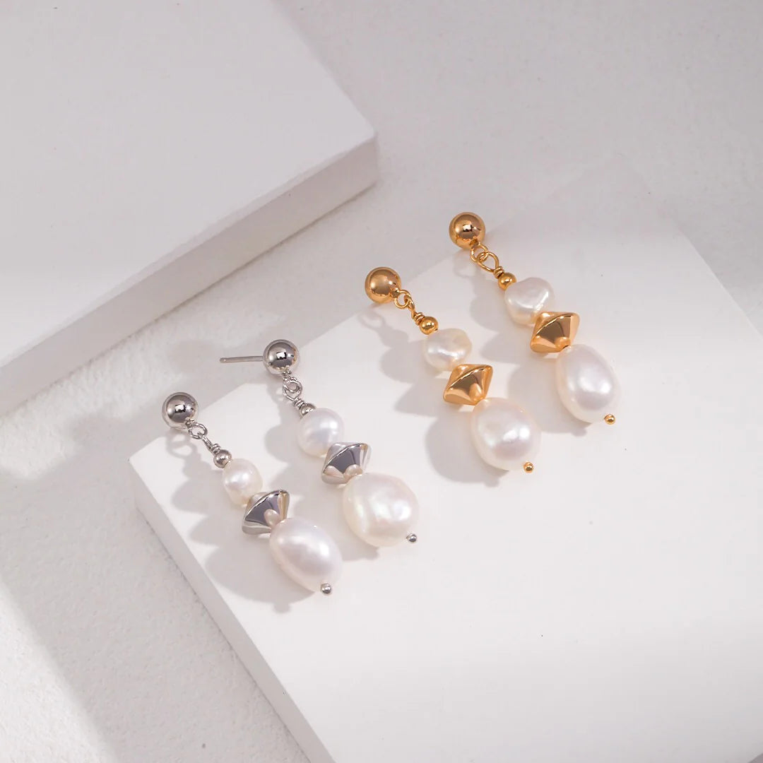 Natural Potatoe Baroque Pearl Earrings
