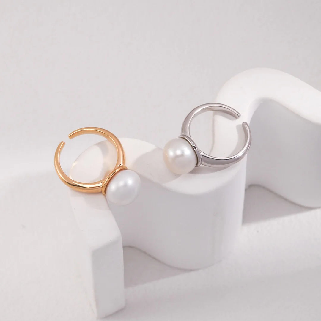 Large Pearl Open Ring