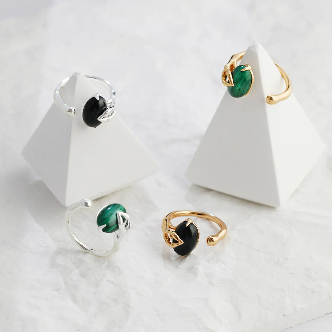 Natural Malachite Open Ring