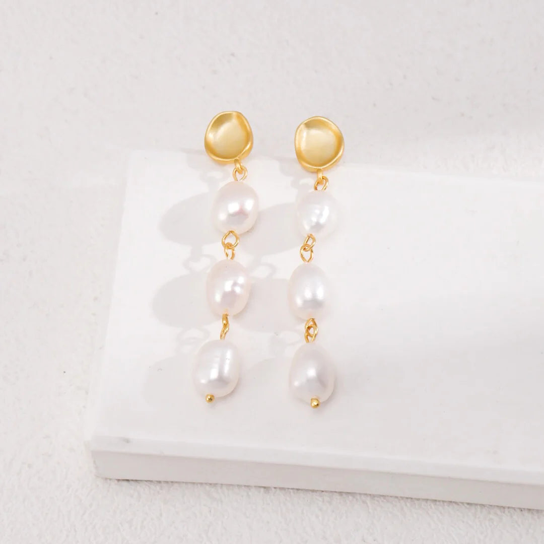 Long Baroque Pearls Dangle Earrings