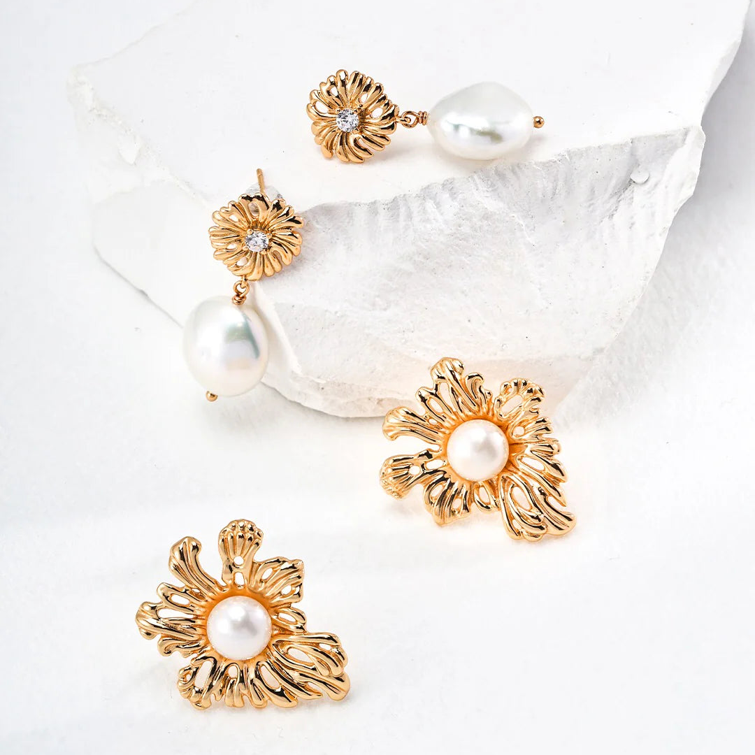 Sunflower Pearl Earrings