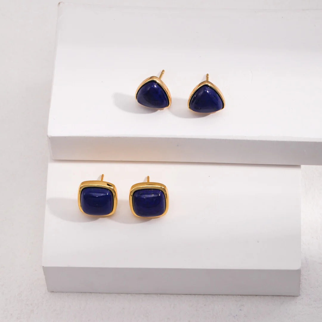 Square Natural Lapis Lazuli Earrings