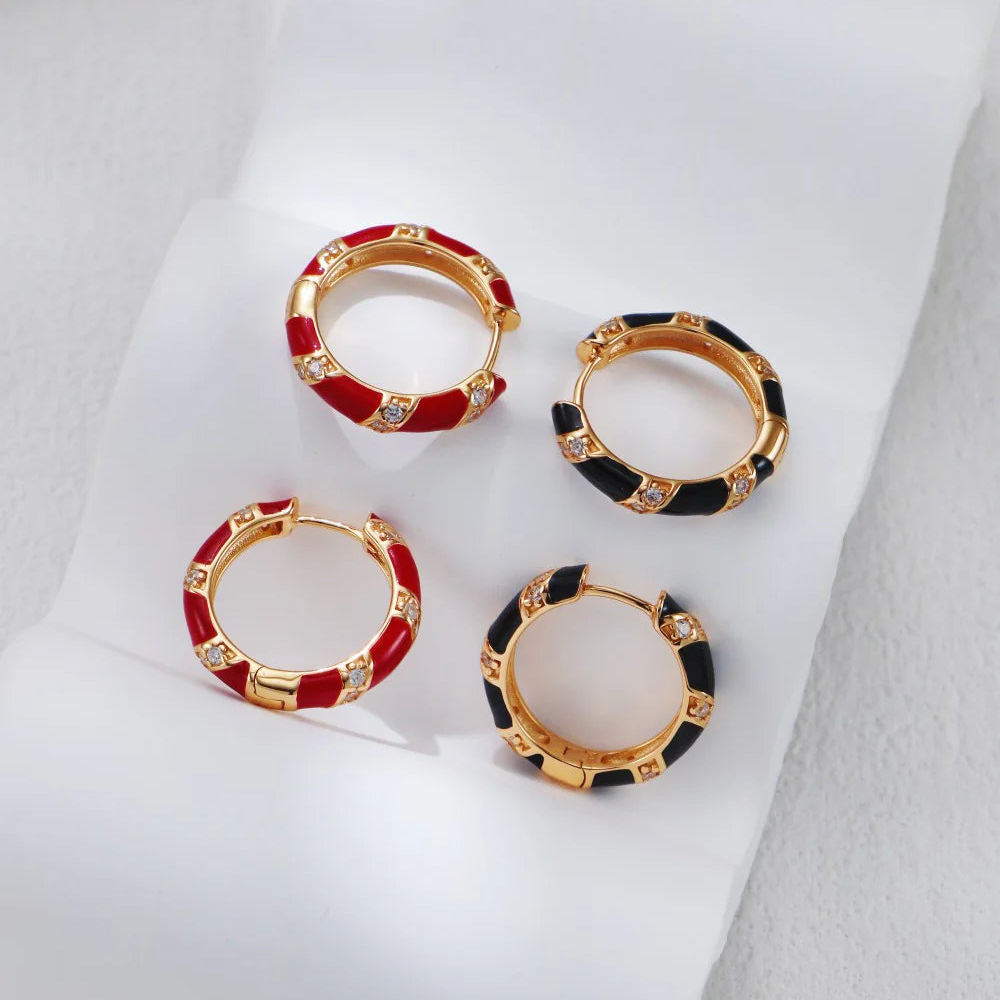 Glazed Drop-Inlaid Zircon Earrings